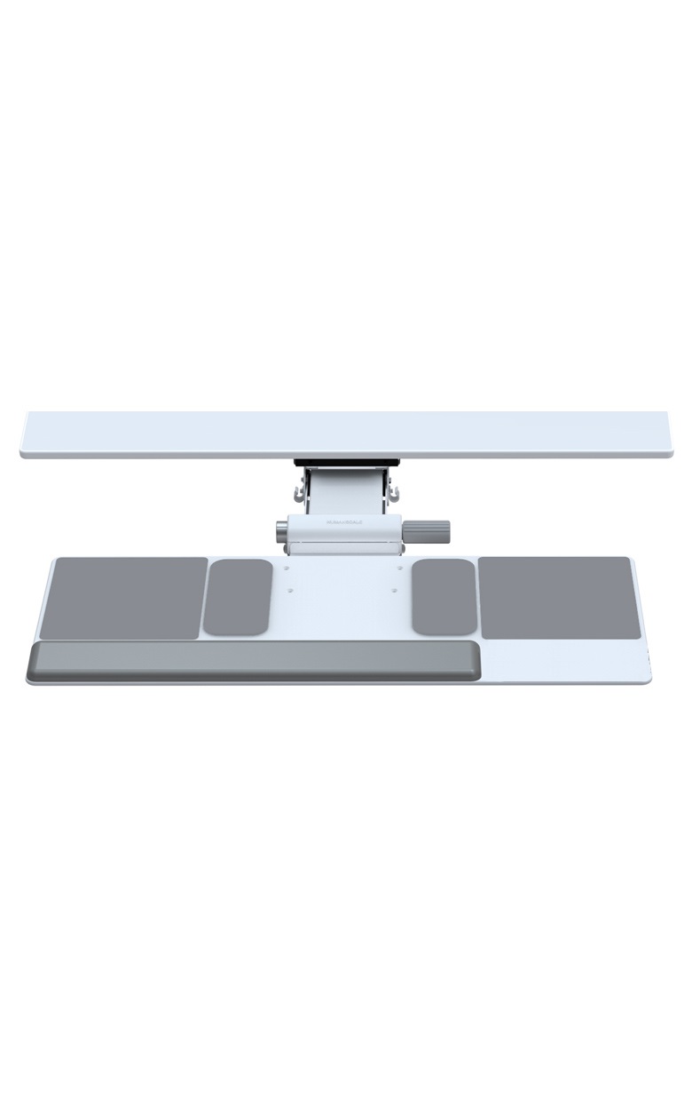 Humanscale Keyboard Tray System, 6G Mechanism for Fixed Surfaces, Big Platform with Slim Palm Support and 22" Track in White