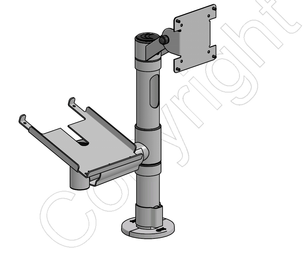 SPACEPOLE POLE 400MM W/VESA + PRINTER PLATE BLK