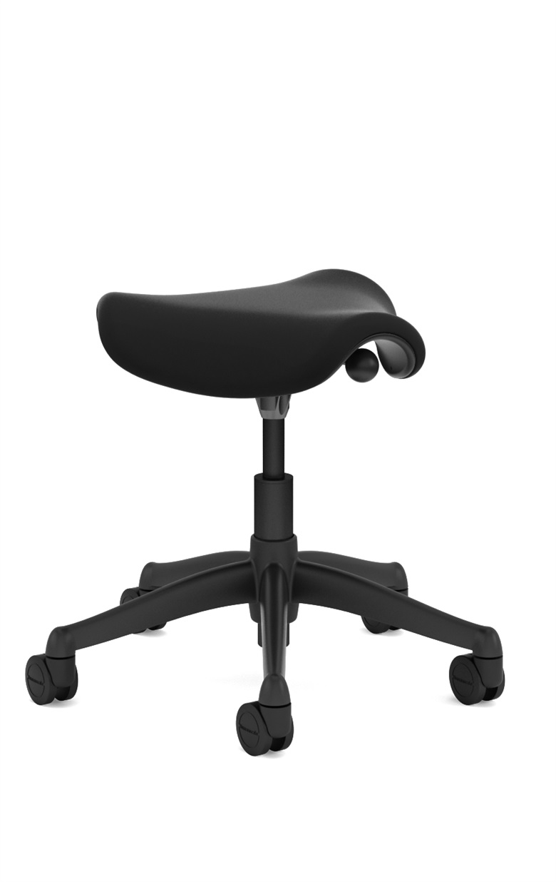 Humanscale Freedom Pony Stool, Lotus Upholstery in Black, Black Frame