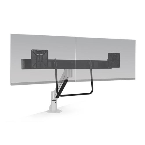 HAT Collective 7000 Dual/Crossbar Monitor arm with Handle and Top Down clamp - Supports two monitors with a combined weight of 2-12.7kg