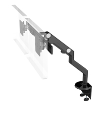 Humanscale M8 (Dual) Crossbar Monitor Arm using an Angled/Dynamic arm link, Clamp Mount in Black