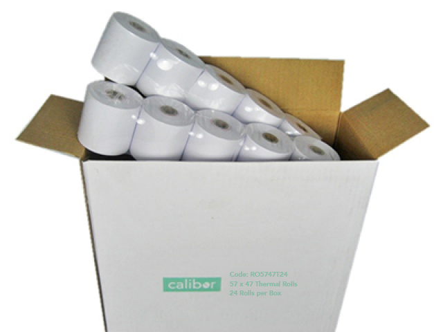 CALIBOR THERMAL PAPER 57MM X 47MM 24 ROLLS/BOX