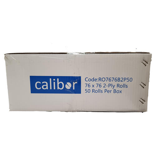 CALIBOR 2 PLY PAPER 76MM X 76MM 50 ROLLS/BOX PLAIN