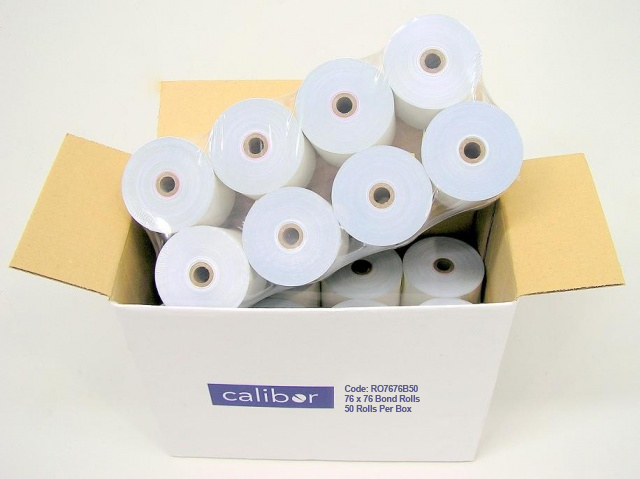 CALIBOR BOND PAPER 76MM X 76MM 50 ROLLS/BOX PLAIN