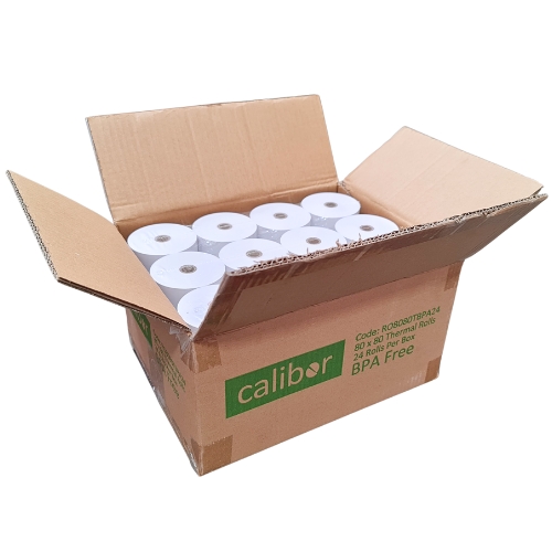 CALIBOR THERMAL PAPER 80X80 24 ROLLS/BOX BPA FREE