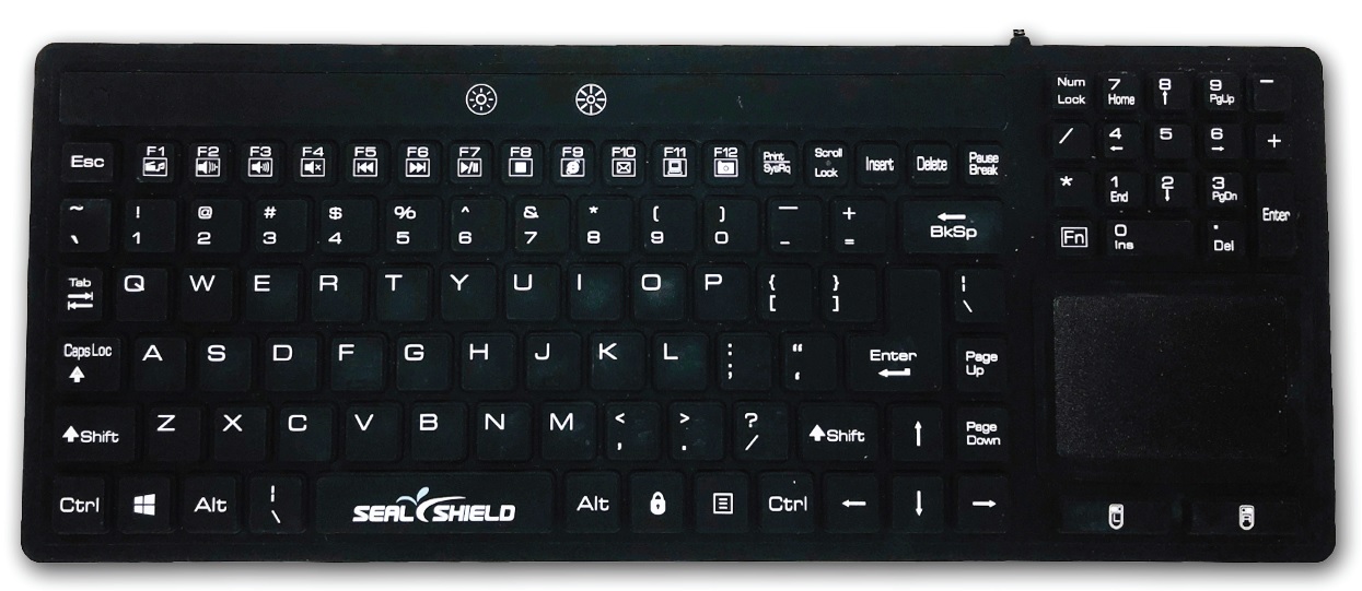 SEAL KEYBOARD 108K IP68 SILICON T-PAD GLOW USB BLK