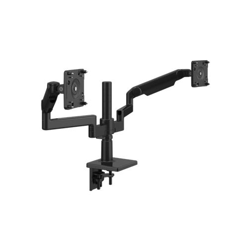 Humanscale MFlex in Dual configuration using M2.1 8"Straight/Dynamic arm links, Clamp Mount and 12" Post in Black